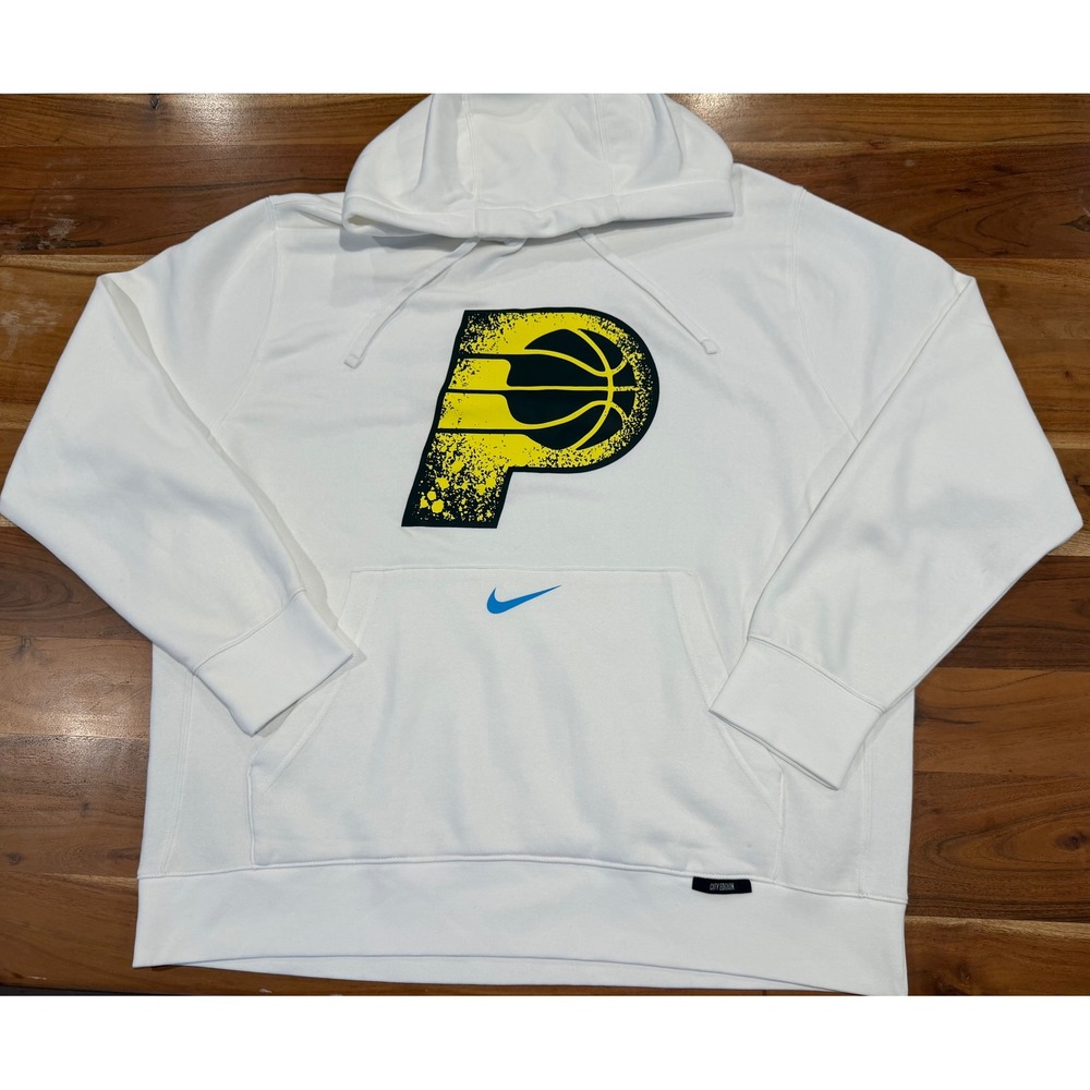 Nike NBA Indiana Pacers City Edition Hoodie White XXL Sweatshirt Distressed Logo